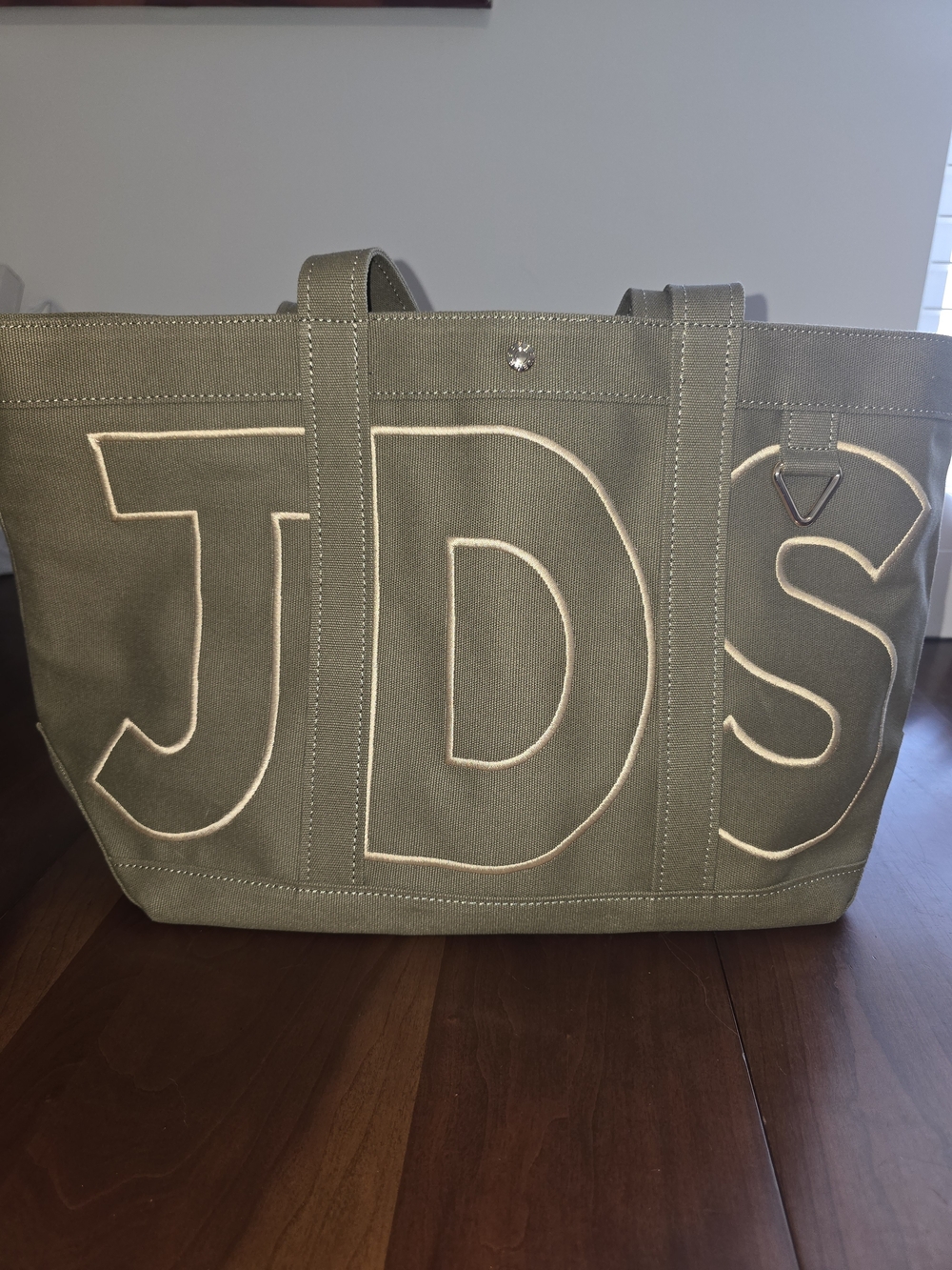Baublebar NEW JDS Olive Canvas Tote Bag with Contrast Stitching